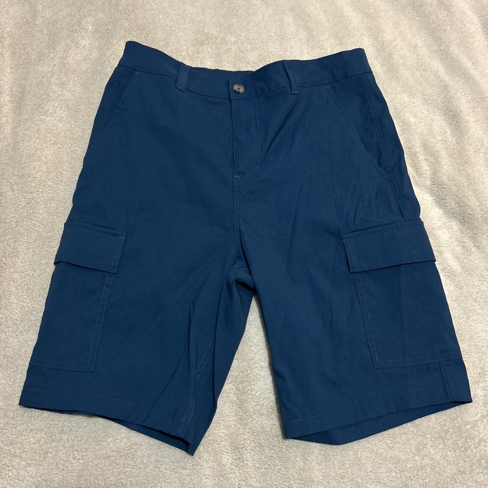 Eddie Bauer Cargo Shorts Long Blue Men's Size 32 Stretch QuickDry Outdoor Hiking